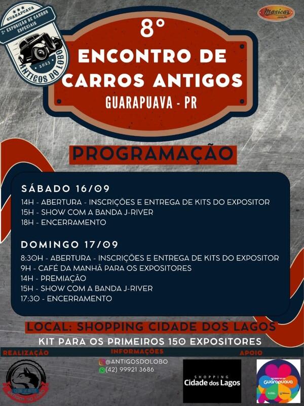 8º Encontro de Carros Antigos em Guarapuava, PR • 16 e 17/9/2023