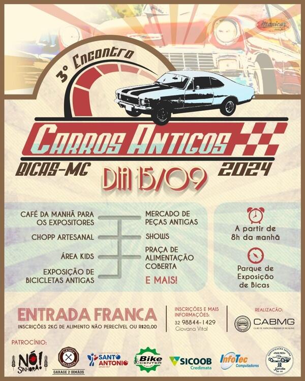 3º Encontro de Carros Antigos em Bicas, MG • 15/9/2024