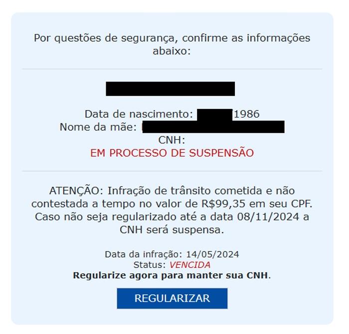 golpe da suspensão da CNH