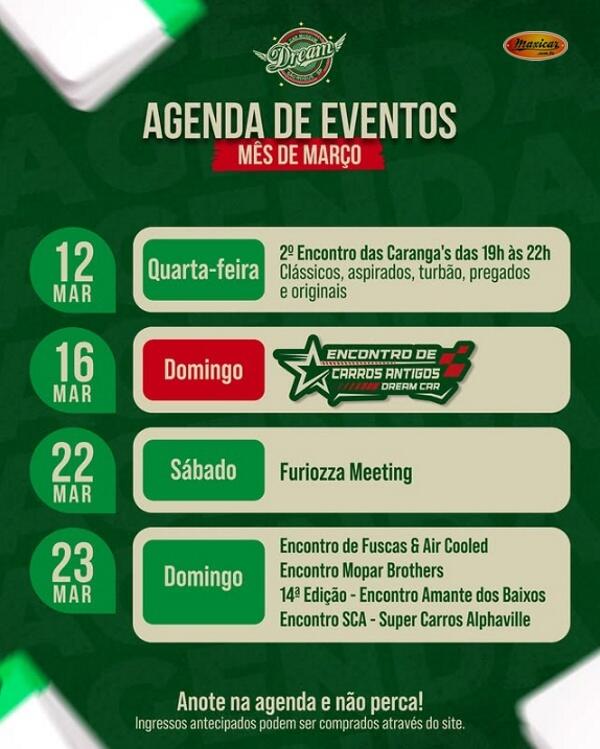 Agenda de Eventos Dream Car